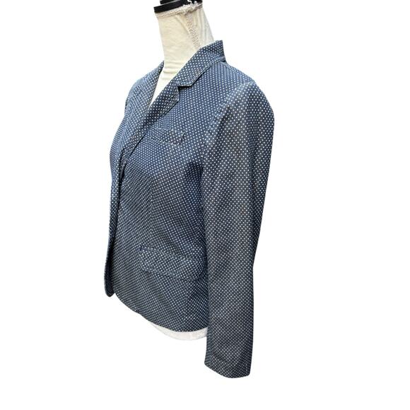J.Crew Navy Cream Polka Dot Schoolboy Double Button Closure Blazer - 6 - Picture 5 of 11